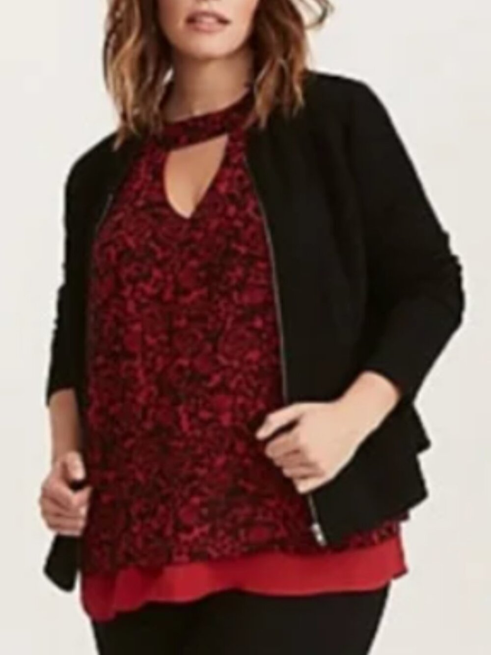 NWOT Torrid Georgette Mock Neck Floral Blouse - Red & Black - 2X